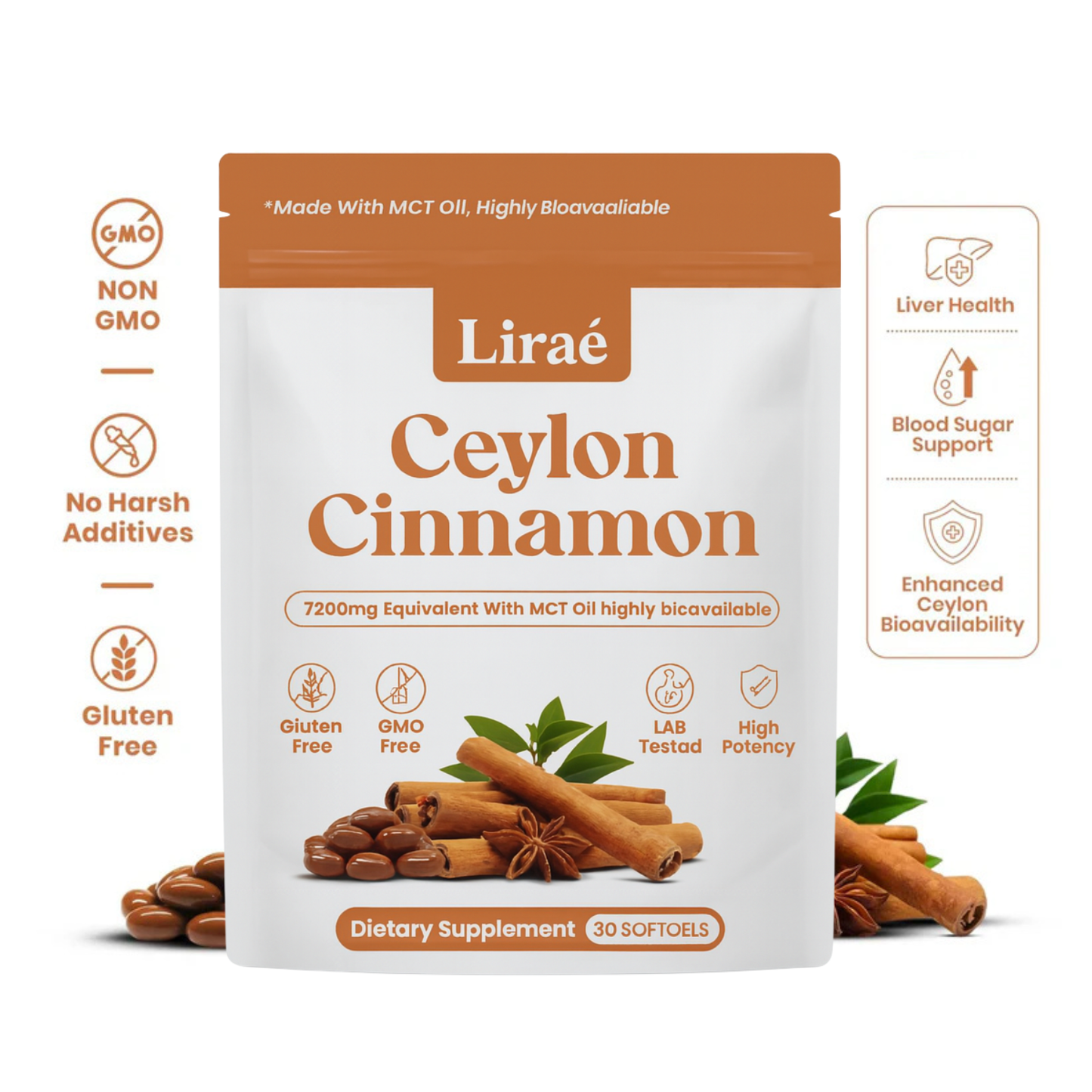 Ceylon Cinnamon 7200mg Equivalent with MCT Oil