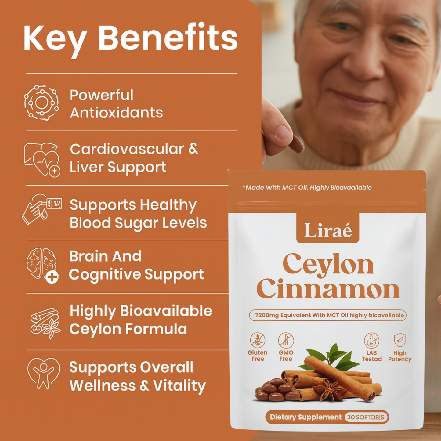 Ceylon Cinnamon 7200mg Equivalent with MCT Oil